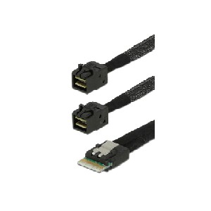 SlimSAS 8i (SFF-8654) to 2x Mini-SAS HD 4i (SFF-8643) Cable - 1m