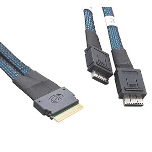 Adaptec ACK-I-SlimSASx8-2Oculinkx4-0.8M SlimSAS ×8 SFF-8654 to 2x Oculink x4 SFF-8612 Cable - 0.8m