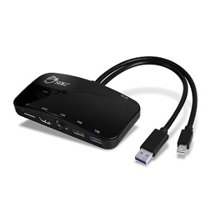 SIIG Mini-DP Video Dock with USB 3.0 LAN Hub - Black