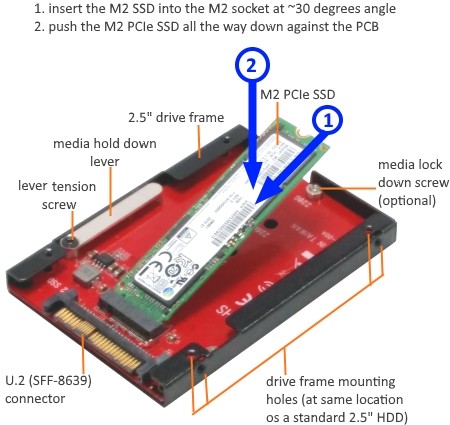 StarTech.com U.2 to M.2 Adapter - for 1 x U.2 PCIe NVMe SSD - M.2 PCIe x4  Host Interface - U.2 SSD - M.2 PCIe Adapter - U.2 Drive (M2E4SFF8643) -  interface adapter - SAS - M.2 Card - M2E4SFF8643